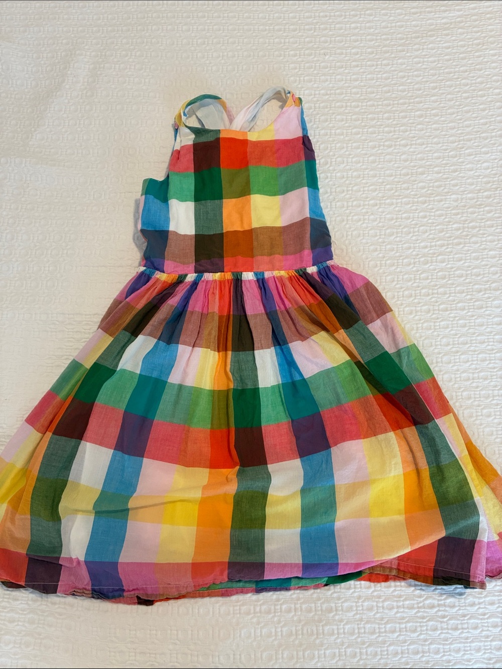 Mini Boden Multicolor Plaid Sundress - Bright Rainbow Check